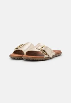 Ugg SOLIVAN BUCKLE SLIDE - Pantolette Flach - Pale Gold Metallic -Ugg 6630ef1294d84127880730c1384c1bfc